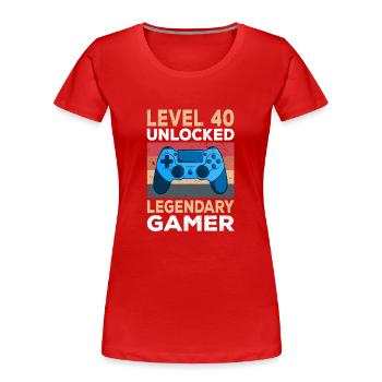 Level 40 Unlocked 40. Geburtstag Gamer - Frauen Premium Bio T-Shirt - Rot - Vorne - Mia (176cm)