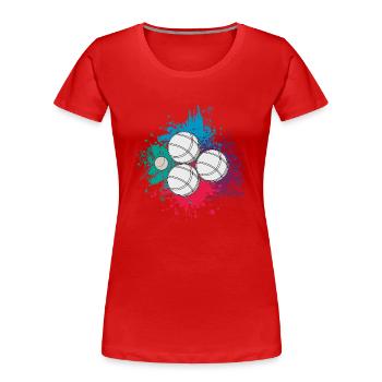 Boule Boccia Balle Sports Jeu de Boules de Pétanque - T-shirt bio Premium Femme - rouge - Devant - Mia (176cm)