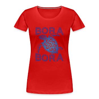 Polynesische Blaue Stammesschildkröte Bora Bora - Frauen Premium Bio T-Shirt - Rot - Vorne - Mia (176cm)