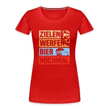 Zielen werfen Bier Dartspieler Darts Dart - Frauen Premium Bio T-Shirt - Rot - Vorne - Mia (176cm)