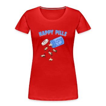 Happy Pills Siamese Cat Funny Kitten Lover Feline - Women's Premium Organic T-Shirt - red - Front - Mia (176cm)