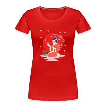 Professeur d’art dramatique Professeur d’art dramatique - T-shirt bio Premium Femme - rouge - Devant - Mia (176cm)