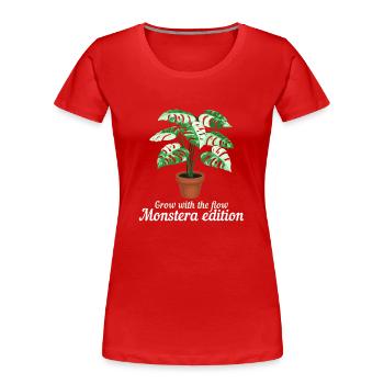 Grow With The Flow Monstera - Women's Premium Organic T-Shirt - red - Front - Mia (176cm)