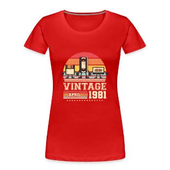 42e anniversaire Avril Né 1981 Idée cadeau - T-shirt bio Premium Femme - rouge - Devant - Mia (176cm)