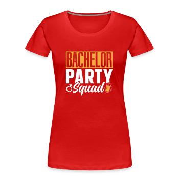 Enterrement de vie de jeune fille Escouade de mariée Bachelorette - T-shirt bio Premium Femme - rouge - Devant - Mia (176cm)