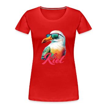 Kiel Urlaub coole bunte Möwe mit Sonnenbrille - Frauen Premium Bio T-Shirt - Rot - Vorne - Mia (176cm)