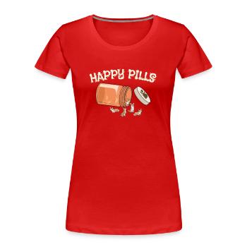 Happy Pills Corgi Funny Dog Lover Humor Pharmacy - Women's Premium Organic T-Shirt - red - Front - Mia (176cm)