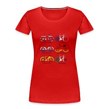 Bicycles of Europe - Women's Premium Organic T-Shirt - red - Front - Mia (176cm)