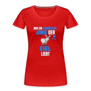 Bauer Tierliebhaber Jungs Lustiges Geschenk Esel - Frauen Premium Bio T-Shirt - Rot - Vorne - Mia (176cm)