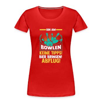 Bier Bowler Bowlen Kegeln Bowling - Frauen Premium Bio T-Shirt - Rot - Vorne - Mia (176cm)