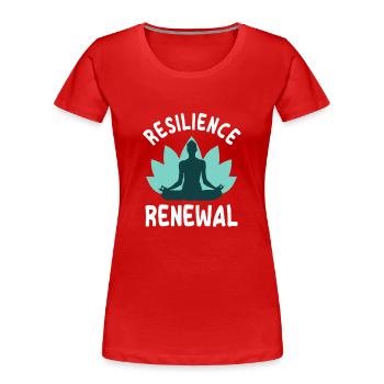 Yoga Mantra Design Fleur de Lotus - T-shirt bio Premium Femme - rouge - Devant - Mia (176cm)