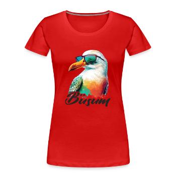 Büsum Holiday cool colorful seagull with sunglasses - Women's Premium Organic T-Shirt - red - Front - Mia (176cm)