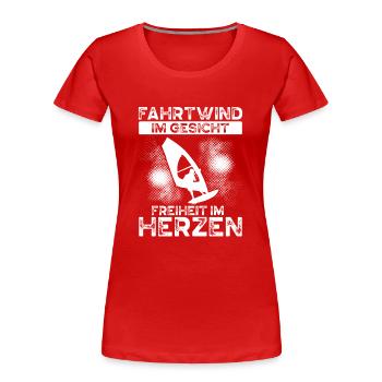 Luftstrom Im Gesicht - Frauen Premium Bio T-Shirt - Rot - Vorne - Mia (176cm)