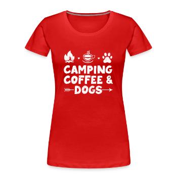 Nature Camping Café et chiens Aventure en plein air - T-shirt bio Premium Femme - rouge - Devant - Mia (176cm)