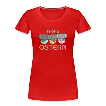 süße Elefanten zu Ostern mit Ostereiern Elefant - Frauen Premium Bio T-Shirt - Rot - Vorne - Mia (176cm)