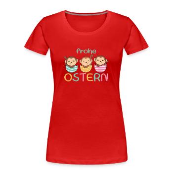 süße Affen zu Ostern mit Ostereiern Affe - Frauen Premium Bio T-Shirt - Rot - Vorne - Mia (176cm)