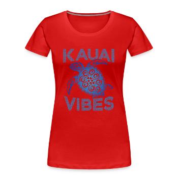 Polynesische Blaue Stammesschildkröte Kauai Vibes - Frauen Premium Bio T-Shirt - Rot - Vorne - Mia (176cm)