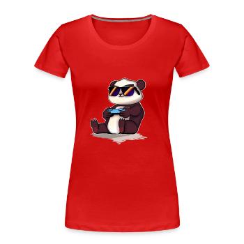 Panda Gaming Gamer - T-shirt bio Premium Femme - rouge - Devant - Mia (176cm)