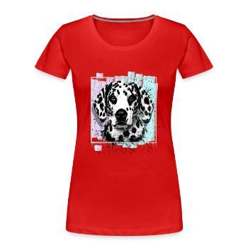 Dalmate - T-shirt bio Premium Femme - rouge - Devant - Mia (176cm)