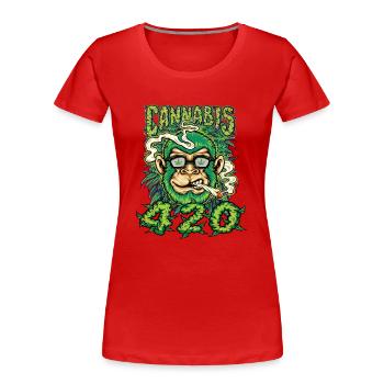 MARIHUANA 420 CANNABIS WEED HANF SMOKER DESIGN - Frauen Premium Bio T-Shirt - Rot - Vorne - Mia (176cm)