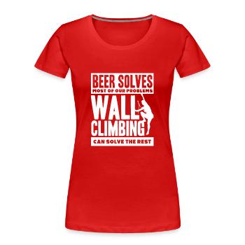Wall climbers, wall climbers - Women's Premium Organic T-Shirt - red - Front - Mia (176cm)