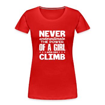 Wall climbers, wall climbers - Women's Premium Organic T-Shirt - red - Front - Mia (176cm)