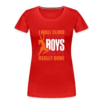 Wall climbers, wall climbers - Women's Premium Organic T-Shirt - red - Front - Mia (176cm)