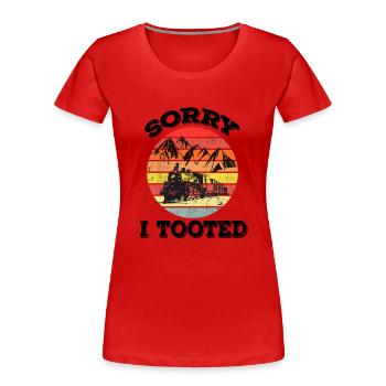 Sorry I Tooted - Retro - Women's Premium Organic T-Shirt - red - Front - Mia (176cm)