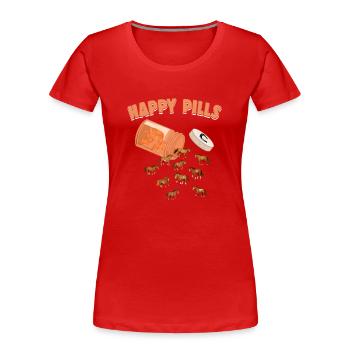 Happy Pills Pferd Lustige Farm Tierliebhaber Humor - Frauen Premium Bio T-Shirt - Rot - Vorne - Mia (176cm)