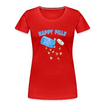 Happy Pills Farm Animal Funny Chicken Lovers Humor - Women's Premium Organic T-Shirt - red - Front - Mia (176cm)