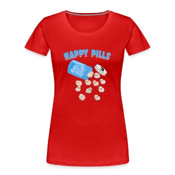 Happy Pills Farm Tier Lustige Schafe Liebhaber Humor - Frauen Premium Bio T-Shirt - Rot - Vorne - Mia (176cm)