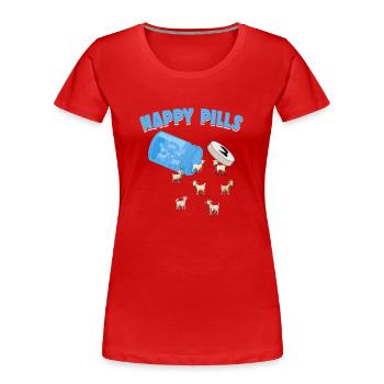 Happy Pills Farm Tier Lustige Ziege Liebhaber Humor - Frauen Premium Bio T-Shirt - Rot - Vorne - Mia (176cm)