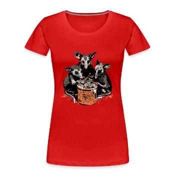 Opossums mangeant des ordures dans une poubelle - T-shirt bio Premium Femme - rouge - Devant - Mia (176cm)