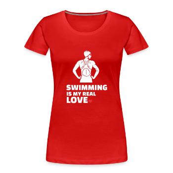 Ich Liebe Schwimmen - Frauen Premium Bio T-Shirt - Rot - Vorne - Mia (176cm)