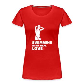 Ich Liebe Schwimmen - Frauen Premium Bio T-Shirt - Rot - Vorne - Mia (176cm)