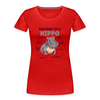 Explication de l’hippopotame doux Anatomie d’un hippopotame - T-shirt bio Premium Femme - rouge - Devant - Mia (176cm)