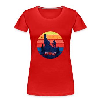 The mountains call and I have to go mountaineer, wa - Women's Premium Organic T-Shirt - red - Front - Mia (176cm)