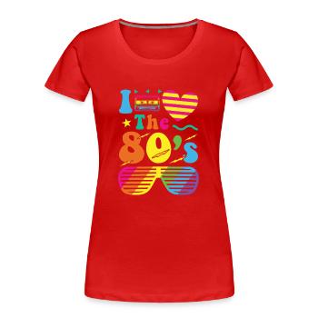 80er Jahre Retro Vintage Kostüm Jahr 80 Liebe - Frauen Premium Bio T-Shirt - Rot - Vorne - Mia (176cm)