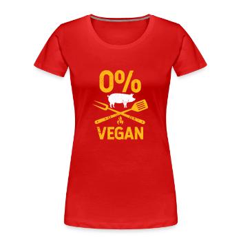 0% Veganer Lustige Fleischesser Raucher Grillchef - Frauen Premium Bio T-Shirt - Rot - Vorne - Mia (176cm)