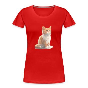 Dessin de chat mignon - T-shirt bio Premium Femme - rouge - Devant - Mia (176cm)