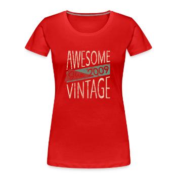 Génial depuis 2009 Retro Vintage Design - T-shirt bio Premium Femme - rouge - Devant - Mia (176cm)