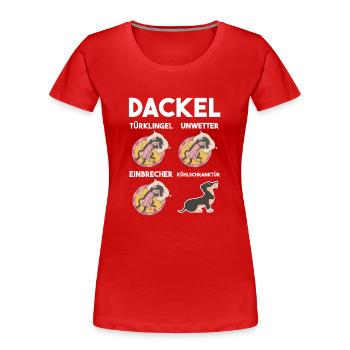 Hund Dackel - Frauen Premium Bio T-Shirt - Rot - Vorne - Mia (176cm)