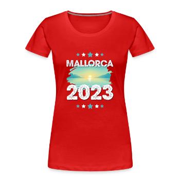 Majorque 2023 - T-shirt bio Premium Femme - rouge - Devant - Mia (176cm)