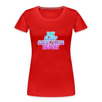 Studieren und Raven - Frauen Premium Bio T-Shirt - Rot - Vorne - Mia (176cm)