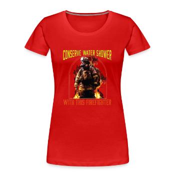 Conserver la douche d’eau avec ce pompier - T-shirt bio Premium Femme - rouge - Devant - Mia (176cm)
