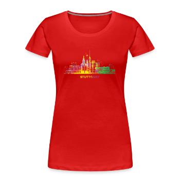 Cityscape Stuttgart Skyline Colorful Stuttgarter - Women's Premium Organic T-Shirt - red - Front - Mia (176cm)