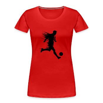 Fußball Fußballer Silhouette - Frauen Premium Bio T-Shirt - Rot - Vorne - Mia (176cm)
