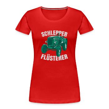 Schlepper Flüsterer - Frauen Premium Bio T-Shirt - Rot - Vorne - Mia (176cm)