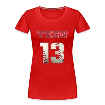 Baseball TEEN 13 - Frauen Premium Bio T-Shirt - Rot - Vorne - Mia (176cm)