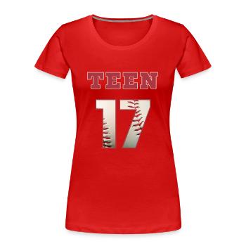 Baseball TEEN 17 - Frauen Premium Bio T-Shirt - Rot - Vorne - Mia (176cm)
